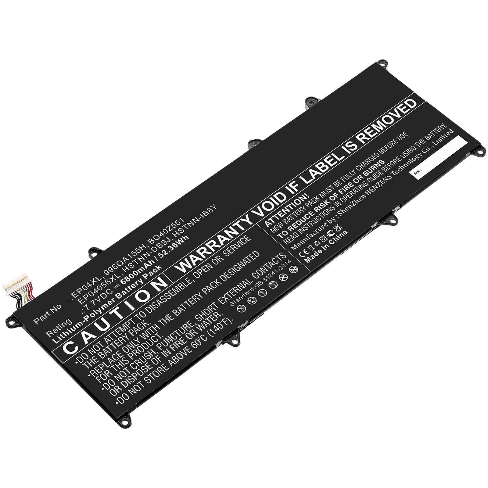 Synergy Digital Laptop Battery, Compatible with HP BQ40Z551 Laptop Battery (Li-Pol, 7.7V, 6800mAh)