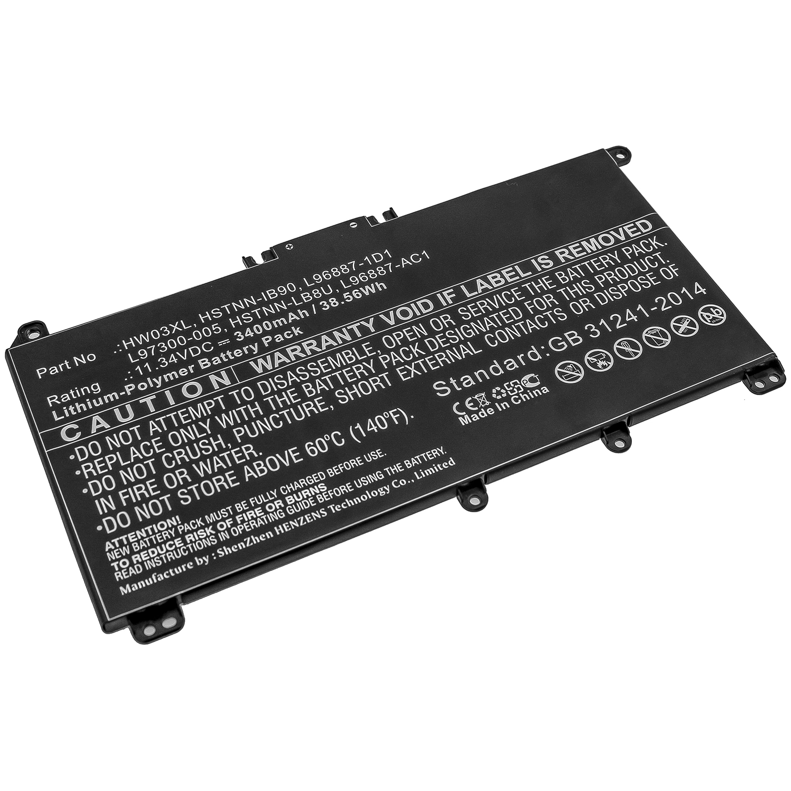 Synergy Digital Laptop Battery, Compatible with HP HW03XL Laptop Battery (Li-Pol, 11.34V, 3400mAh)