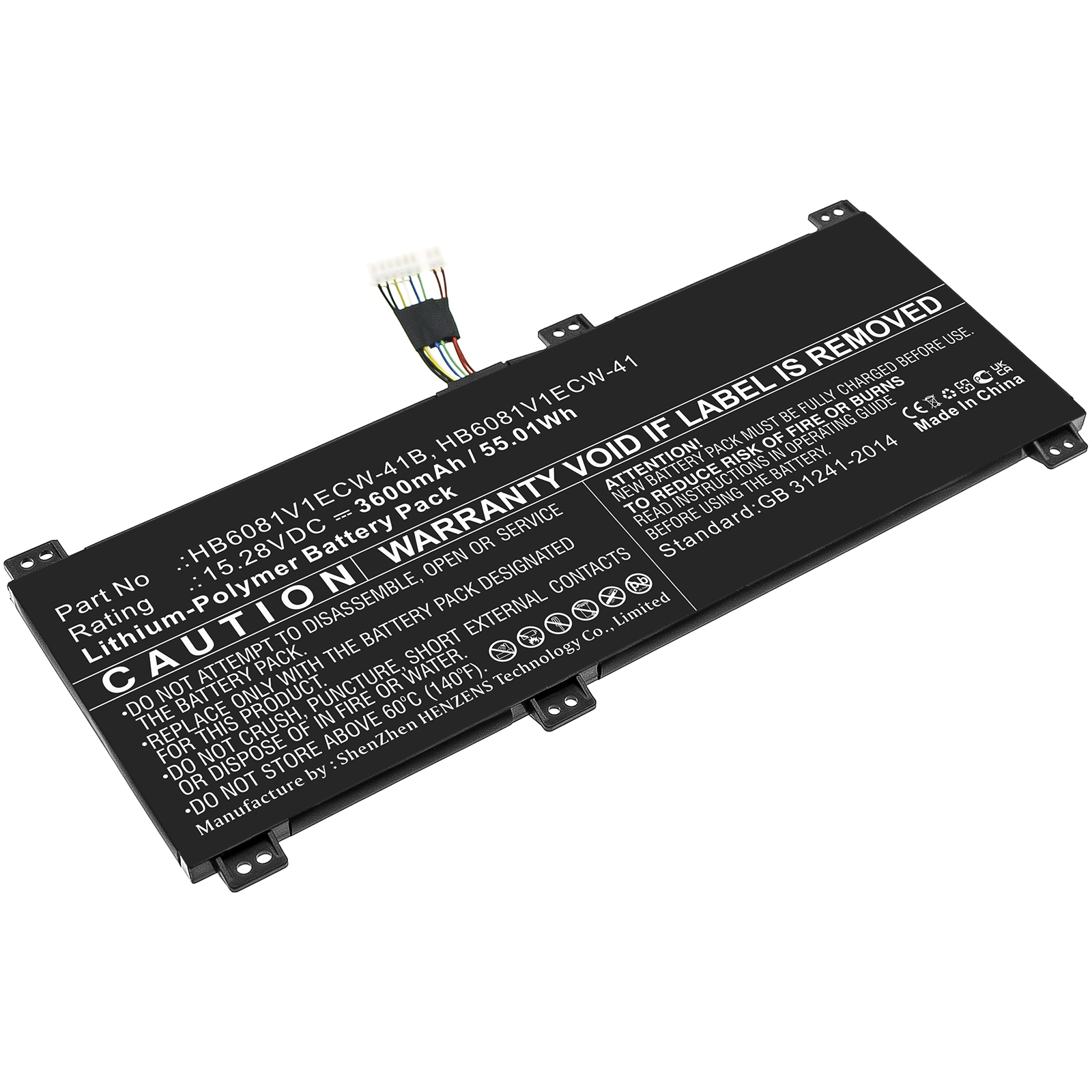 Synergy Digital Laptop Battery, Compatible with Huawei HB6081V1ECW-41 Laptop Battery (Li-Pol, 15.28V, 3600mAh)
