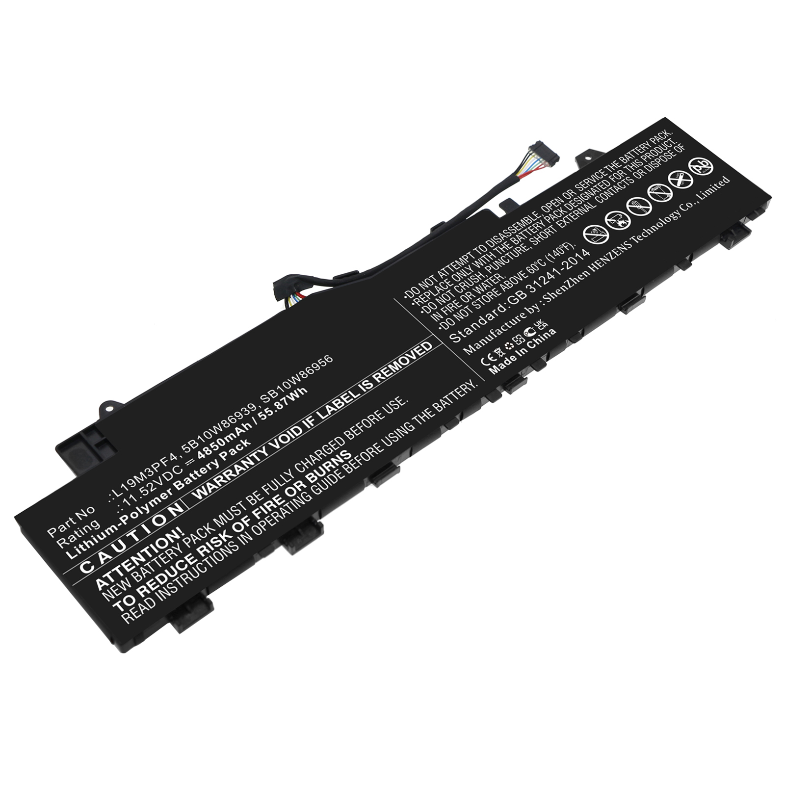 Synergy Digital Laptop Battery, Compatible with Lenovo 5B10W86939 Laptop Battery (Li-Pol, 11.52V, 4850mAh)