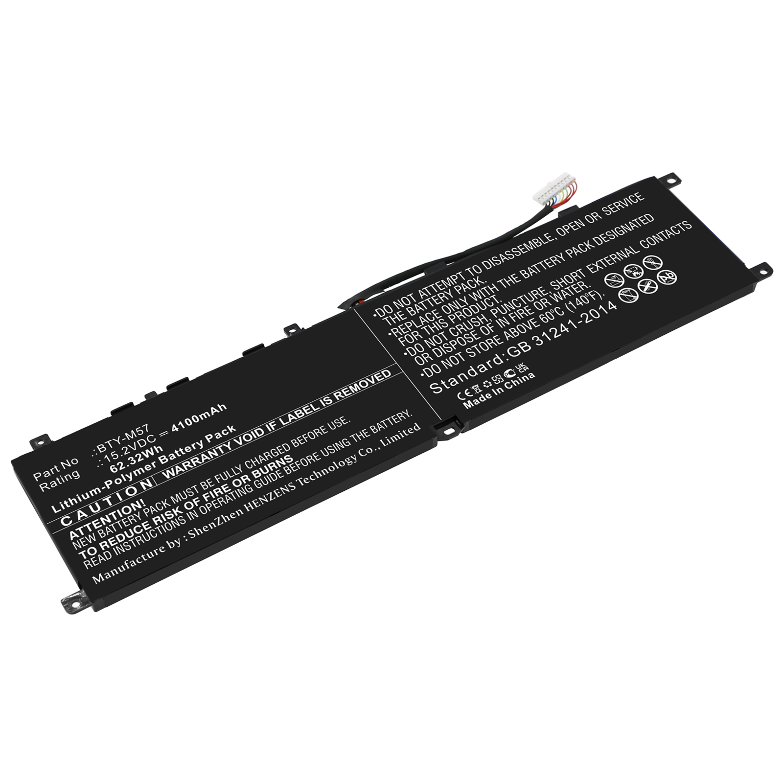 Synergy Digital Laptop Battery, Compatible with MSI BTY-M57 Laptop Battery (Li-Pol, 15.2V, 4100mAh)