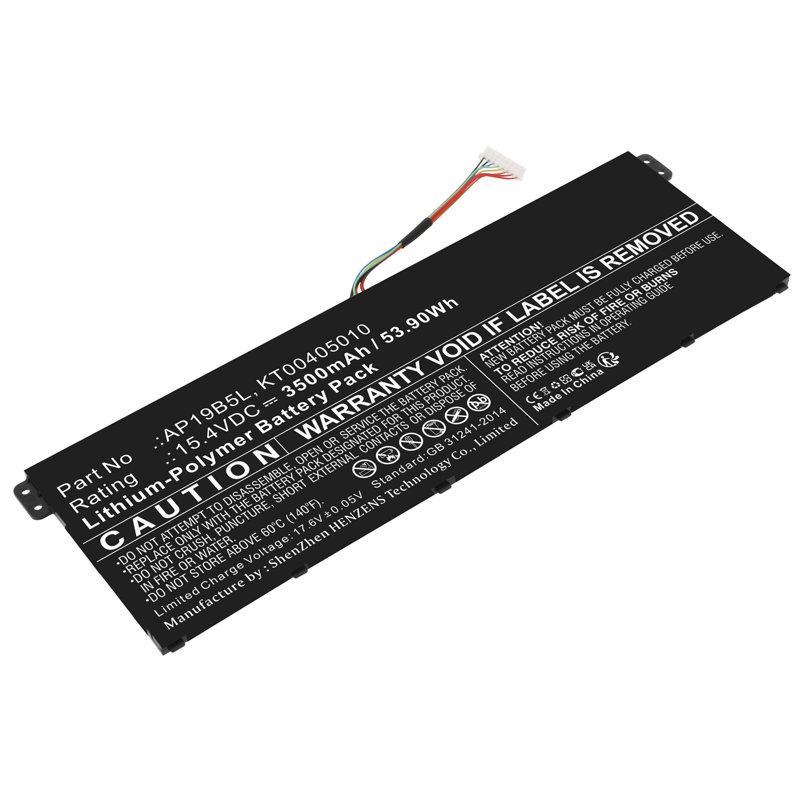 Synergy Digital Laptop Battery, Compatible with Acer AP19B5L Laptop Battery (Li-Pol, 15.4V, 3500mAh)