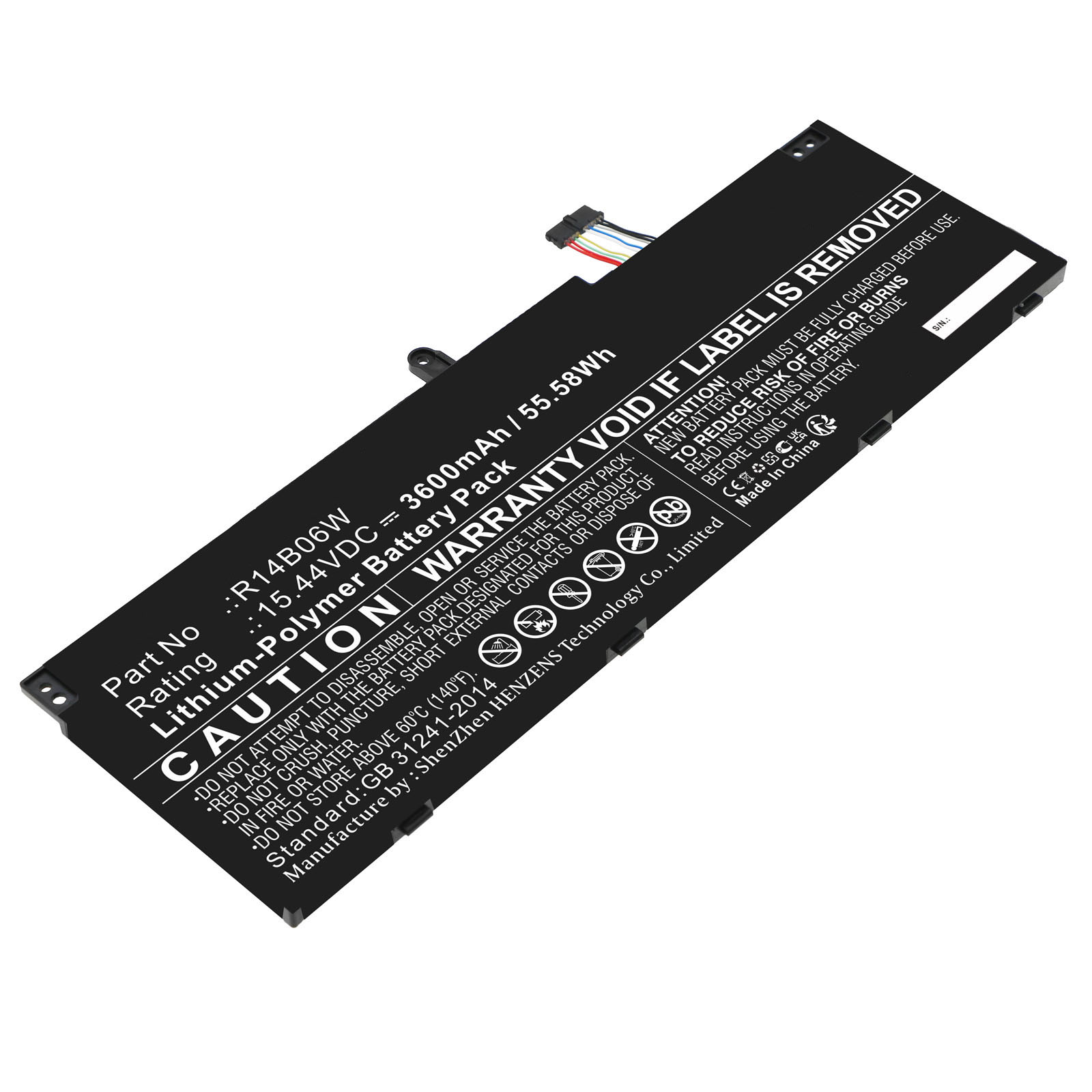 Synergy Digital Laptop Battery, Compatible with Xiaomi R14B06W Laptop Battery (Li-Pol, 15.44V, 3600mAh)