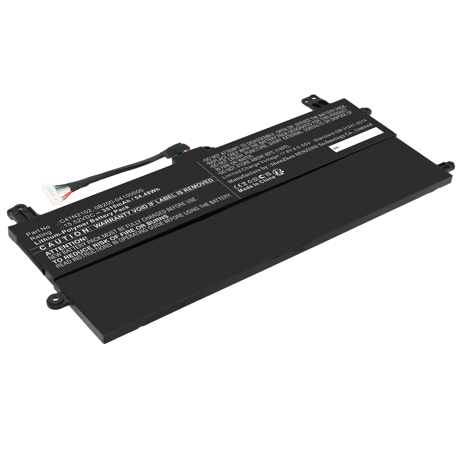 Synergy Digital Laptop Battery, Compatible with Asus C41N2102 Laptop Battery (Li-Pol, 15.52V, 3150mAh)
