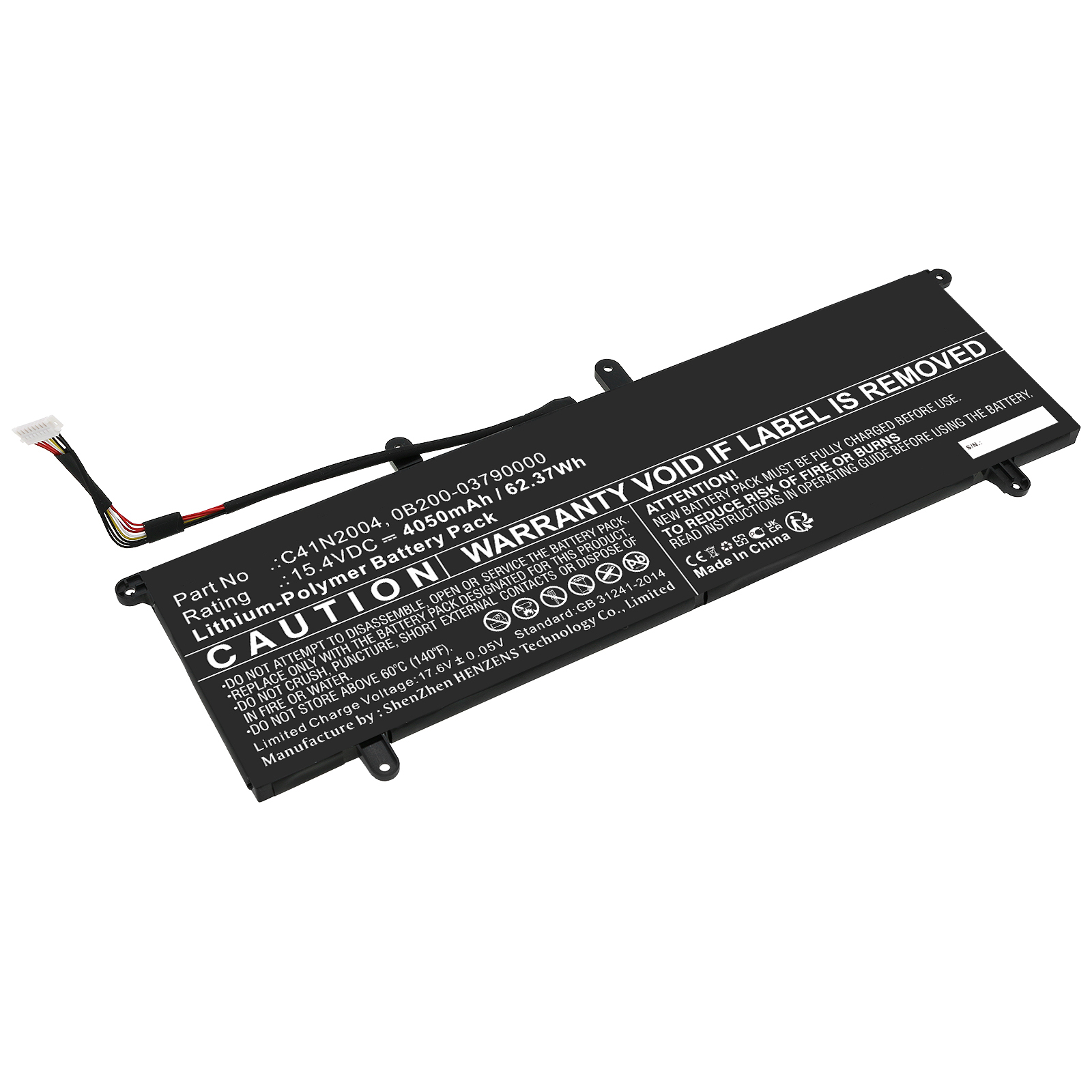 Synergy Digital Laptop Battery, Compatible with Asus C41N2004 Laptop Battery (Li-Pol, 15.4V, 4050mAh)