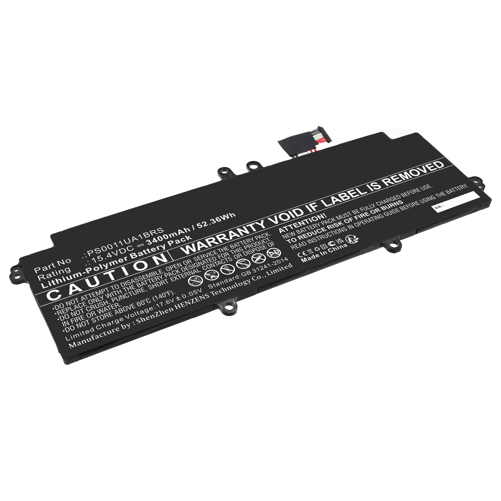 Synergy Digital Laptop Battery, Compatible with Dynabook PS0011UA1BRS Laptop Battery (Li-Pol, 15.4V, 3400mAh)