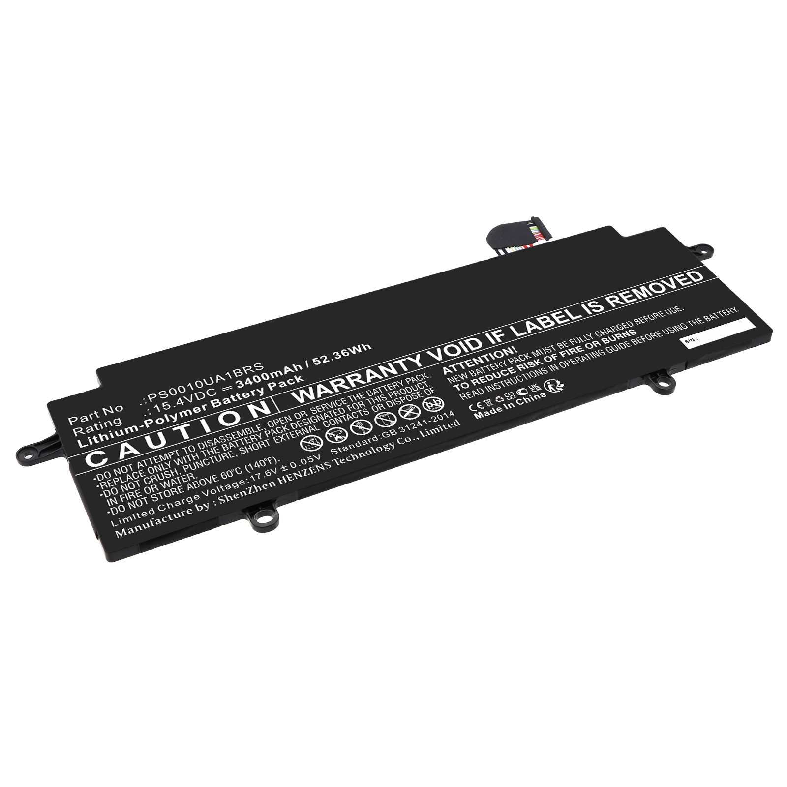 Synergy Digital Laptop Battery, Compatible with Dynabook PS0010UA1BRS Laptop Battery (Li-Pol, 15.4V, 3400mAh)