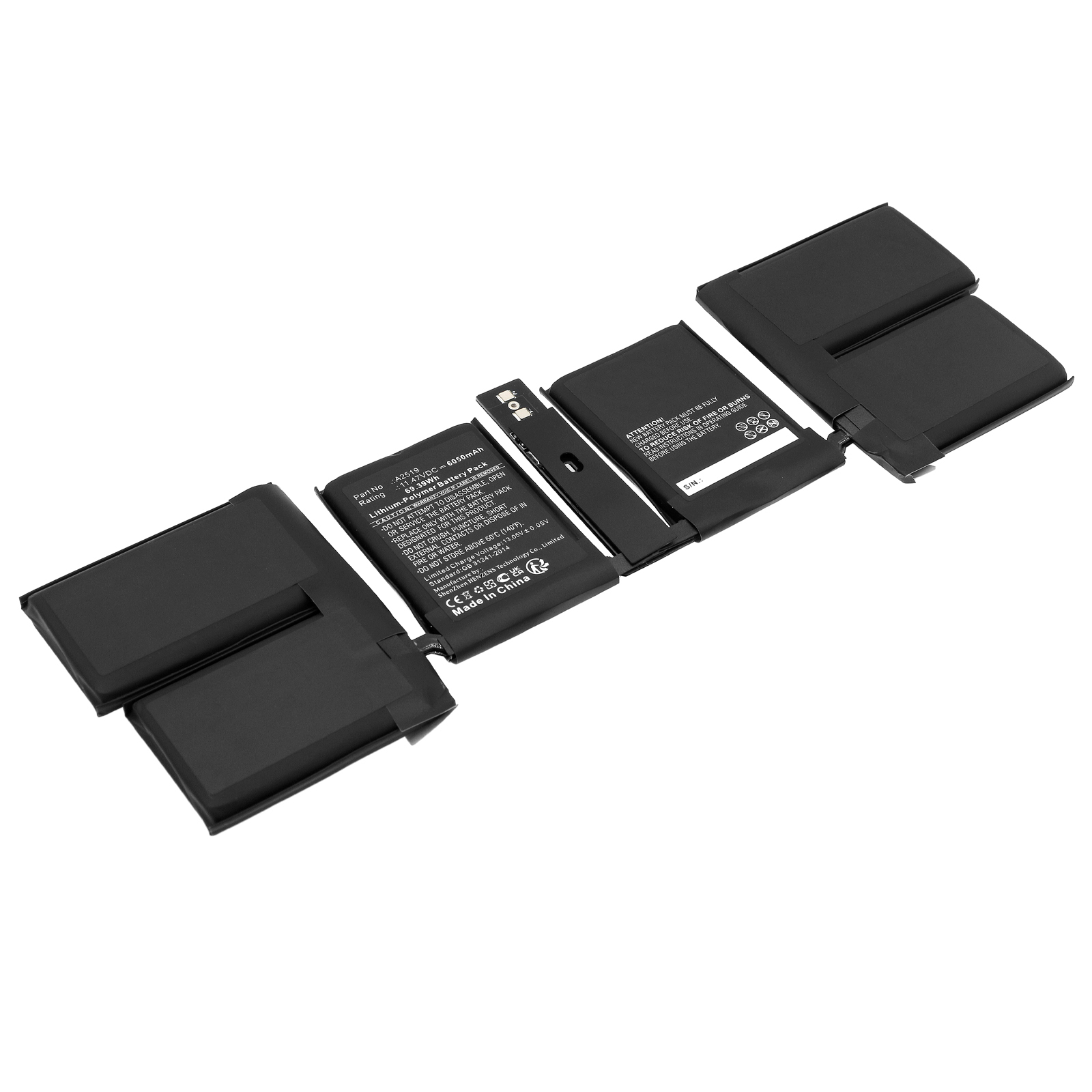 Synergy Digital Laptop Battery, Compatible with Apple A2519 Laptop Battery (Li-Pol, 11.47V, 6050mAh)
