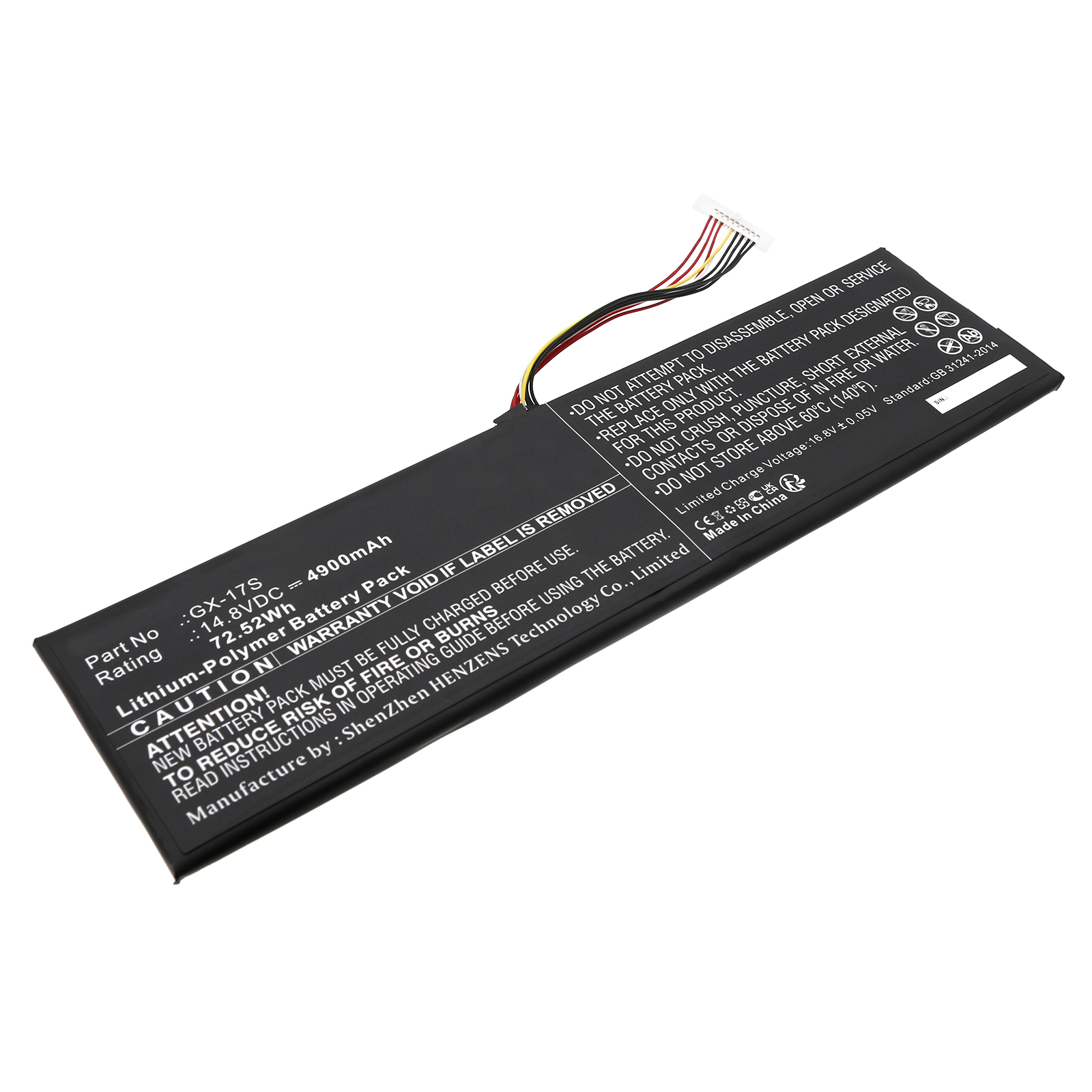 Synergy Digital Laptop Battery, Compatible with Aorus GX-17S Laptop Battery (Li-Pol, 14.8V, 4900mAh)