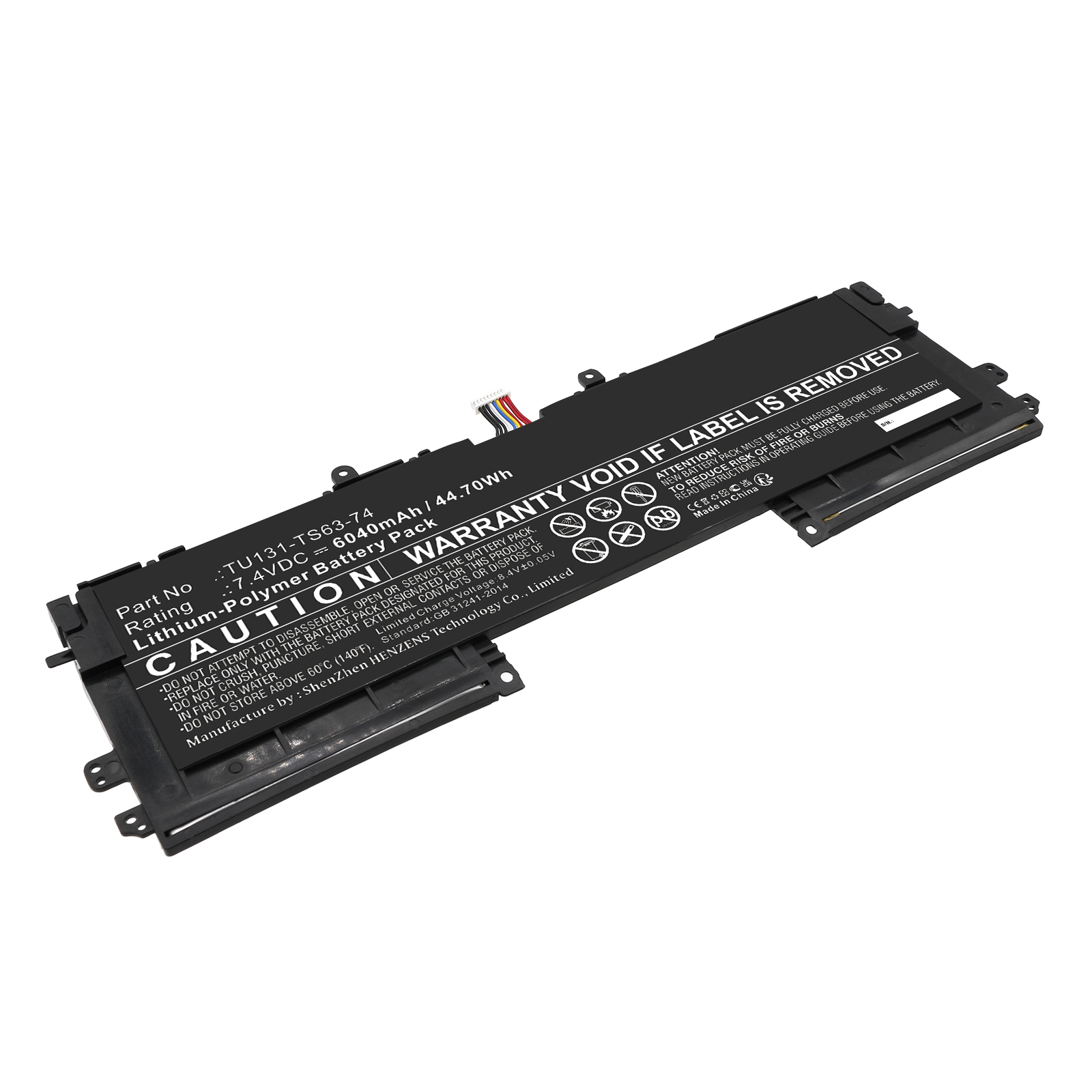 Synergy Digital Laptop Battery, Compatible with DELL TU131-TS63-74 Laptop Battery (Li-Pol, 7.4V, 6040mAh)