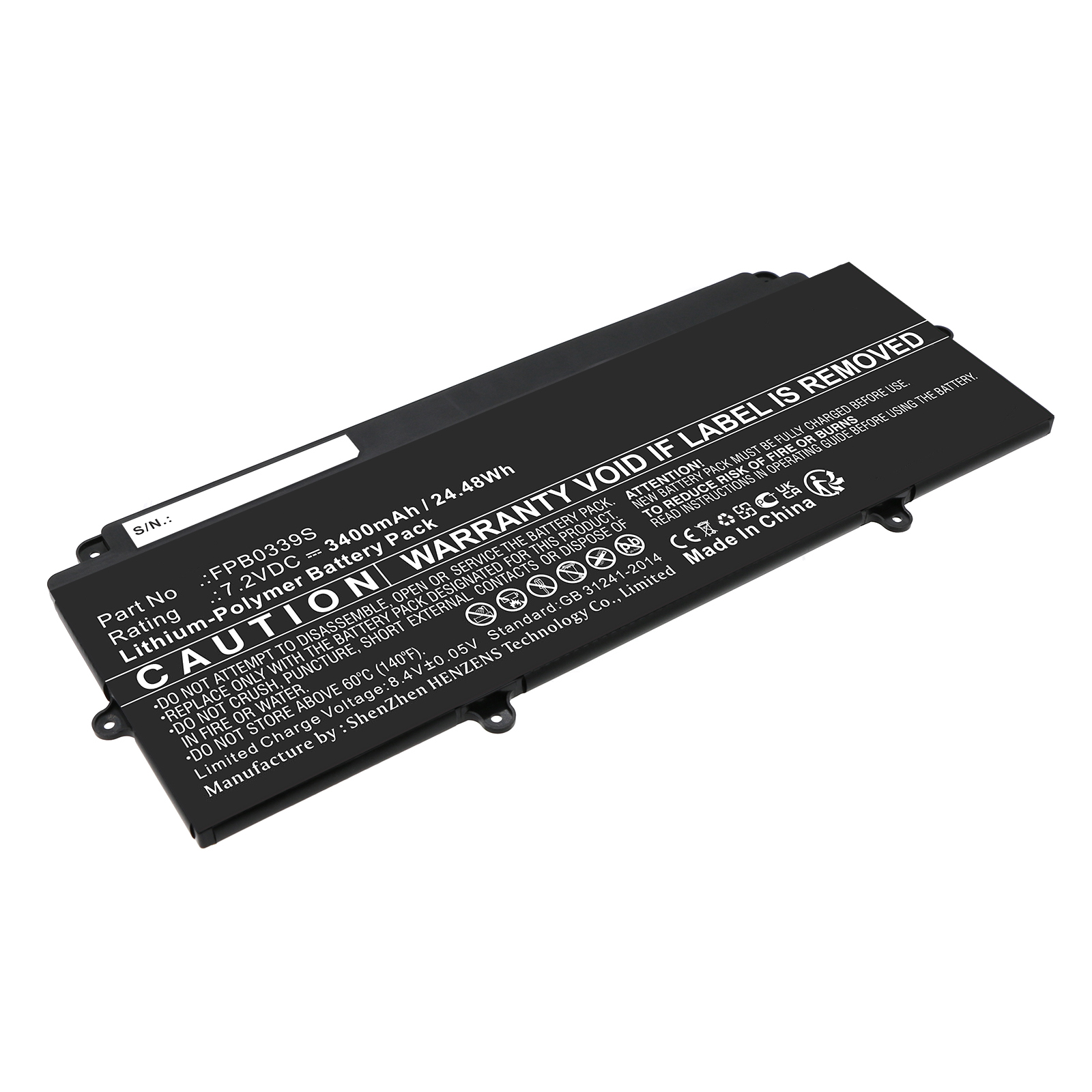 Synergy Digital Laptop Battery, Compatible with Fujitsu CP737633-01 Laptop Battery (Li-Pol, 7.2V, 3400mAh)