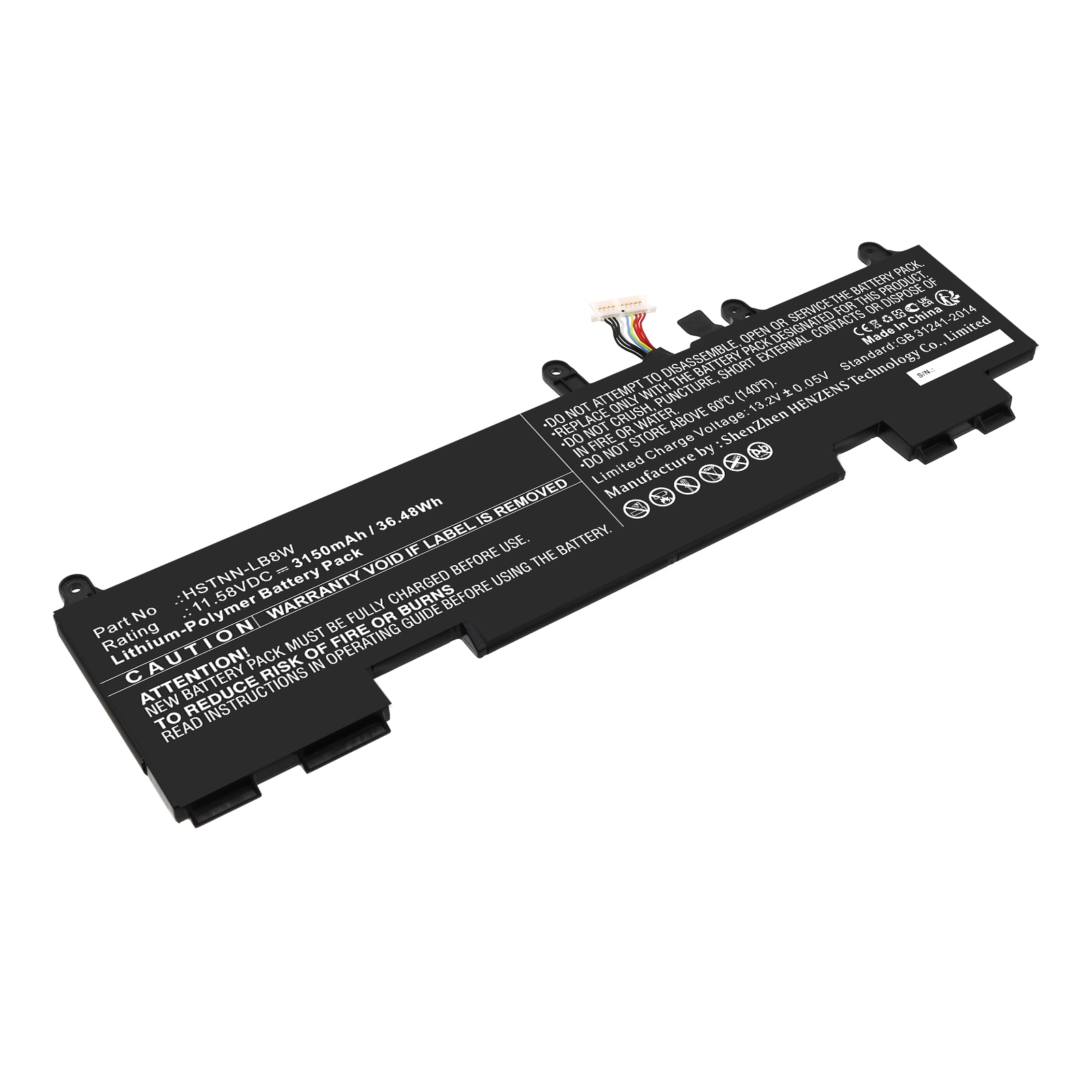 Synergy Digital Laptop Battery, Compatible with HP HSTNN-LB8W Laptop Battery (Li-Pol, 11.58V, 3150mAh)