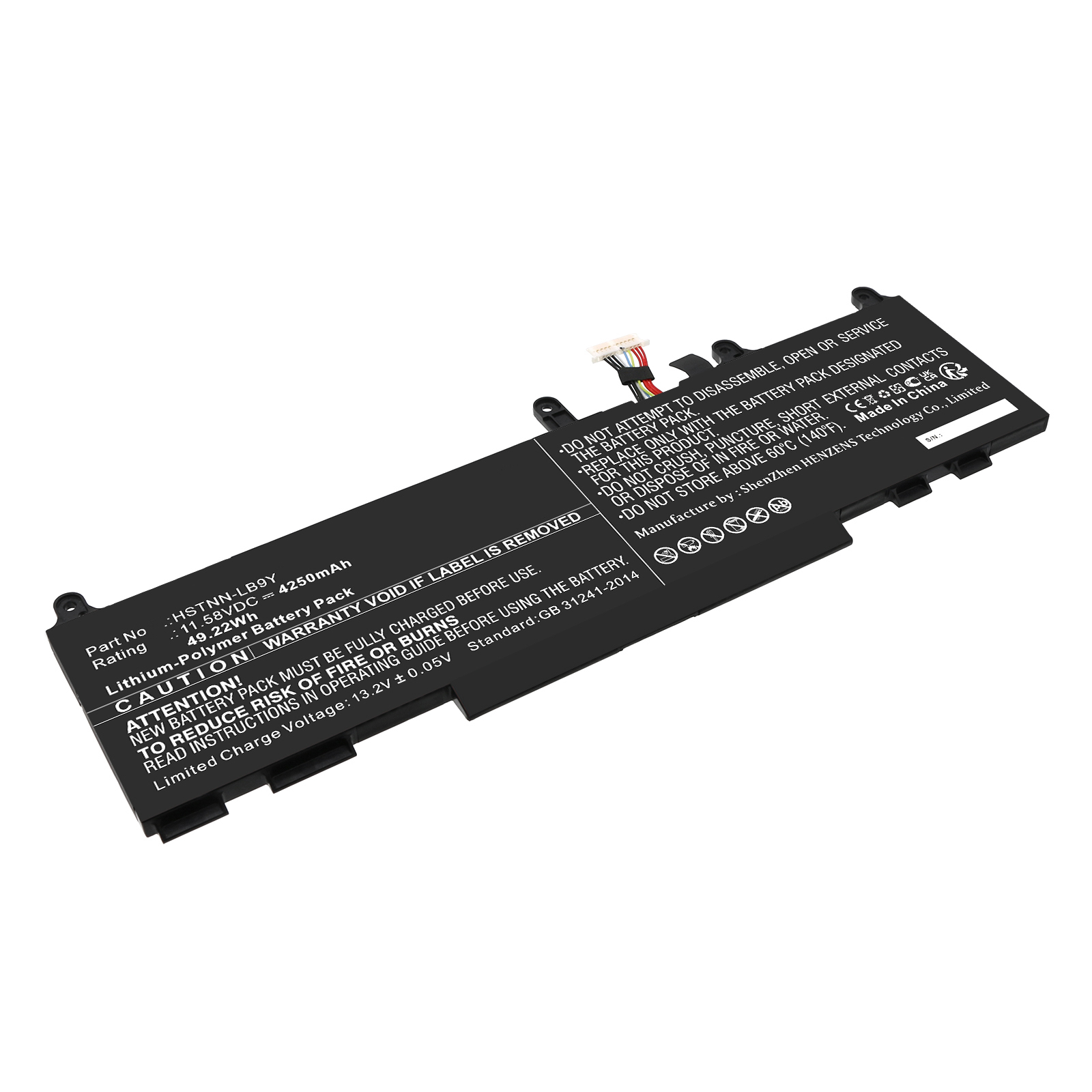 Synergy Digital Laptop Battery, Compatible with HP HSTNN-1B9Y Laptop Battery (Li-Pol, 11.58V, 4250mAh)