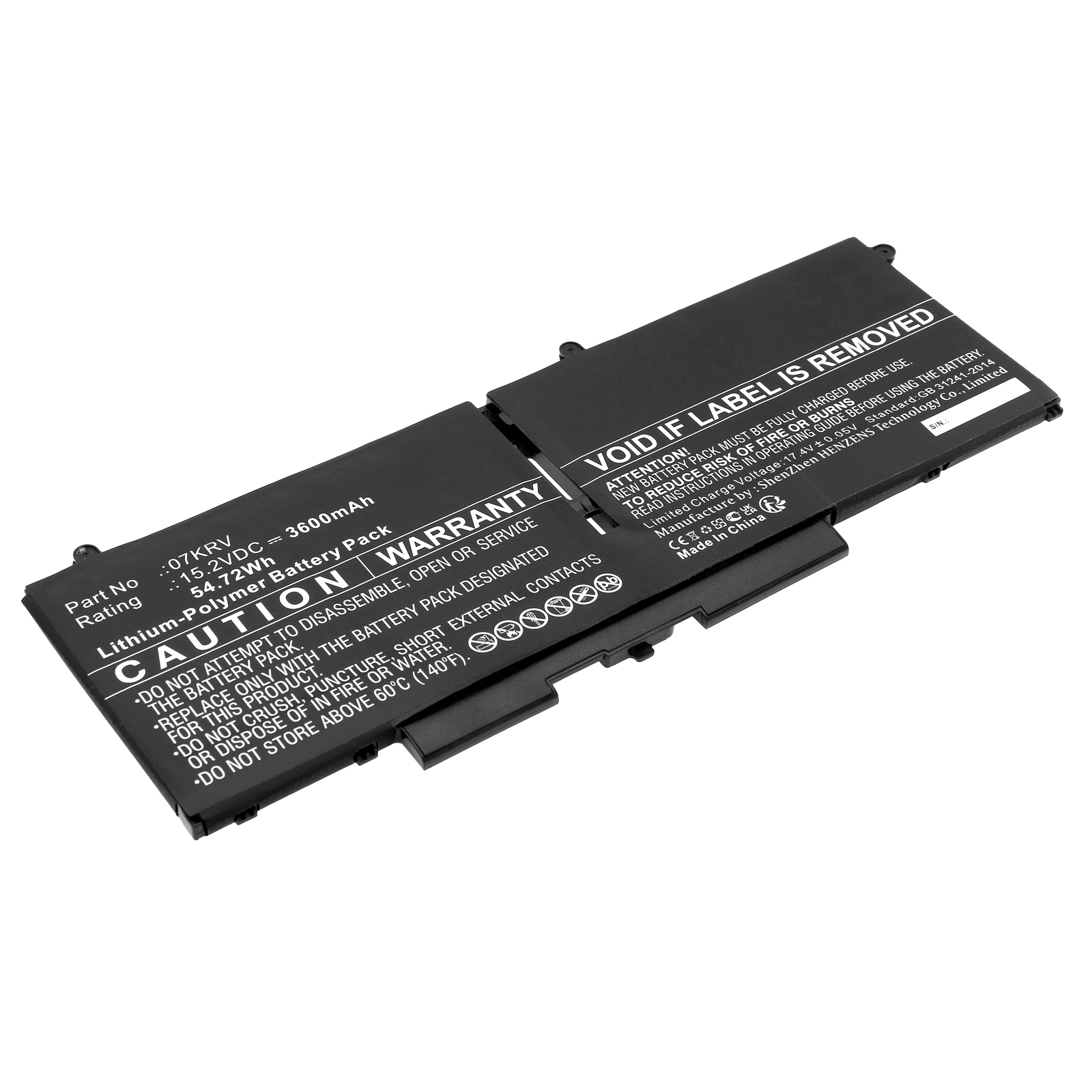 Synergy Digital Laptop Battery, Compatible with DELL 07KRV Laptop Battery (Li-Pol, 15.2V, 3600mAh)