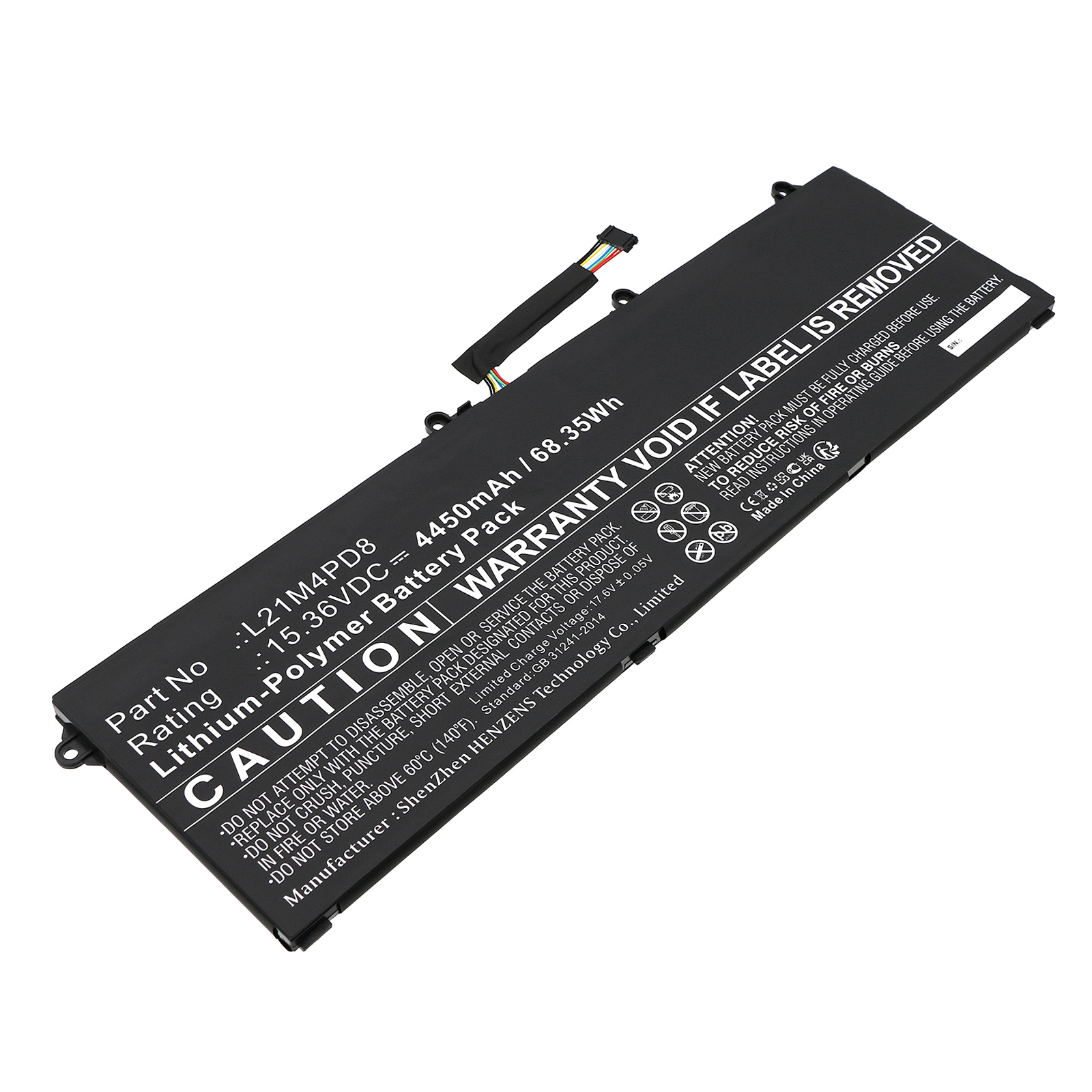 Synergy Digital Laptop Battery, Compatible with Lenovo L21C4PD8 Laptop Battery (Li-Pol, 15.36V, 4450mAh)