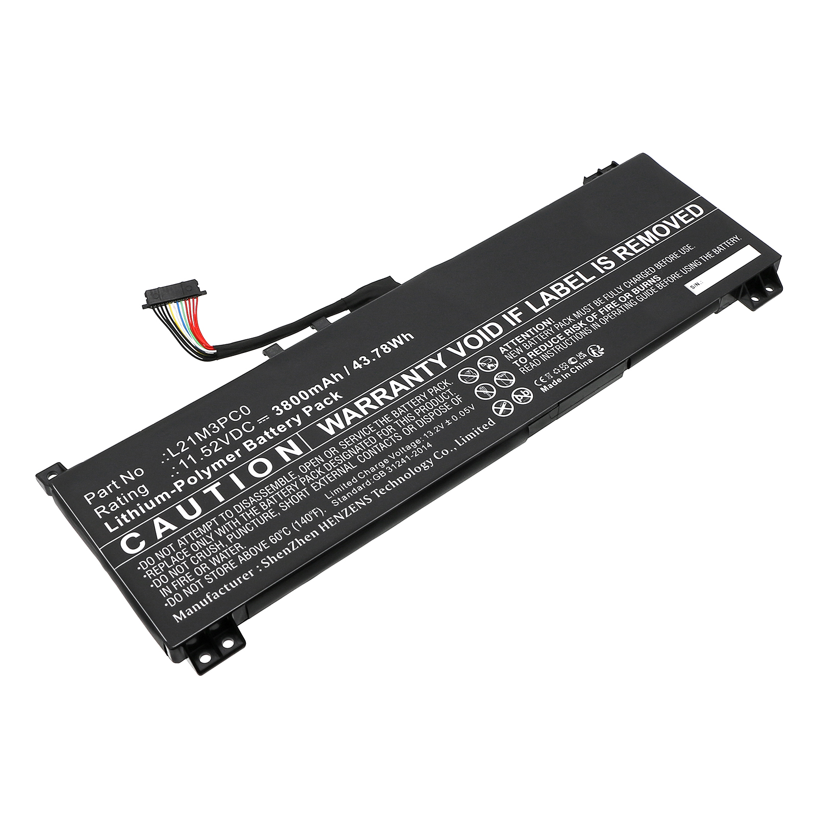 Synergy Digital Laptop Battery, Compatible with Lenovo L21C3PC0 Laptop Battery (Li-Pol, 11.52V, 3800mAh)