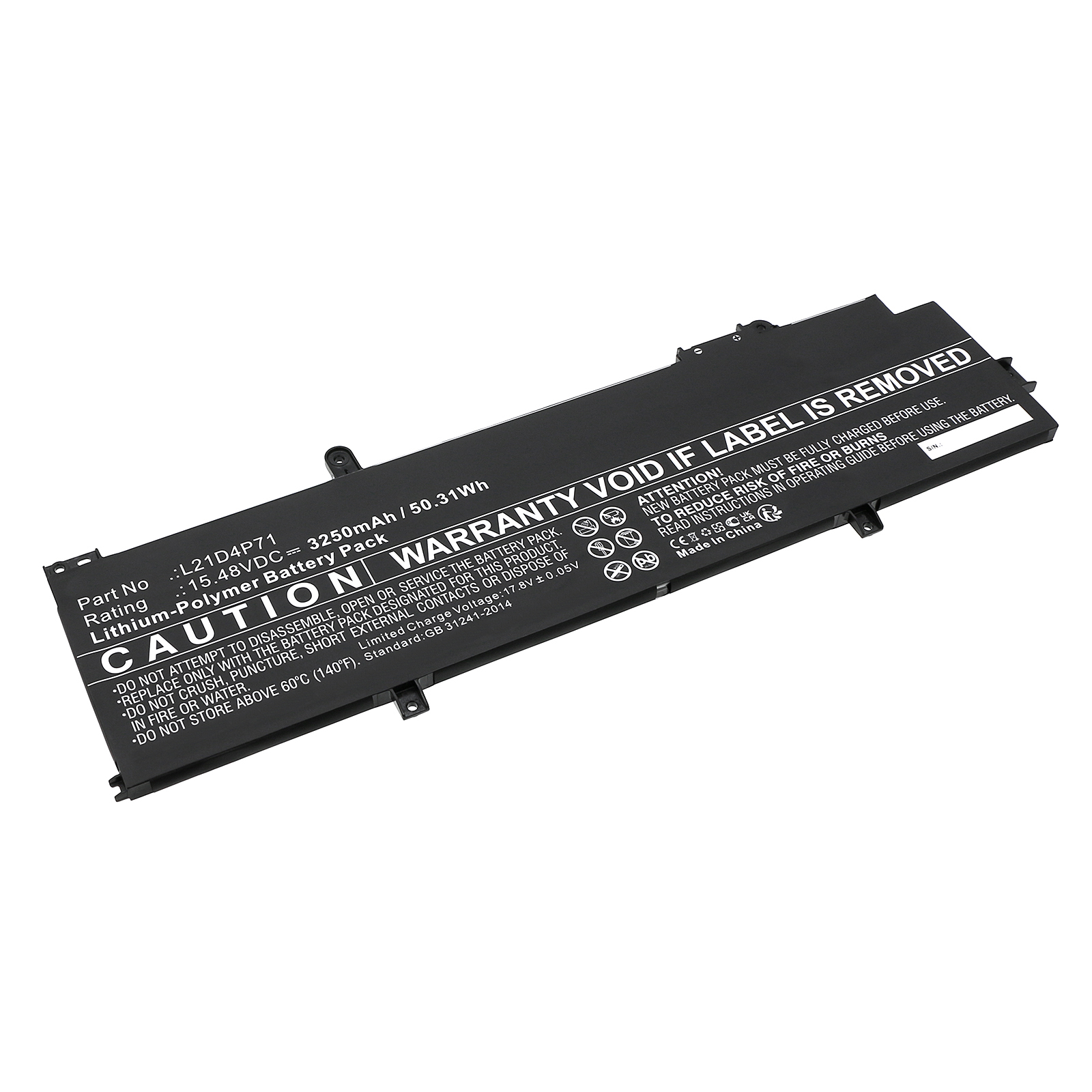 Synergy Digital Laptop Battery, Compatible with Lenovo L21C4P71 Laptop Battery (Li-Pol, 15.48V, 3250mAh)