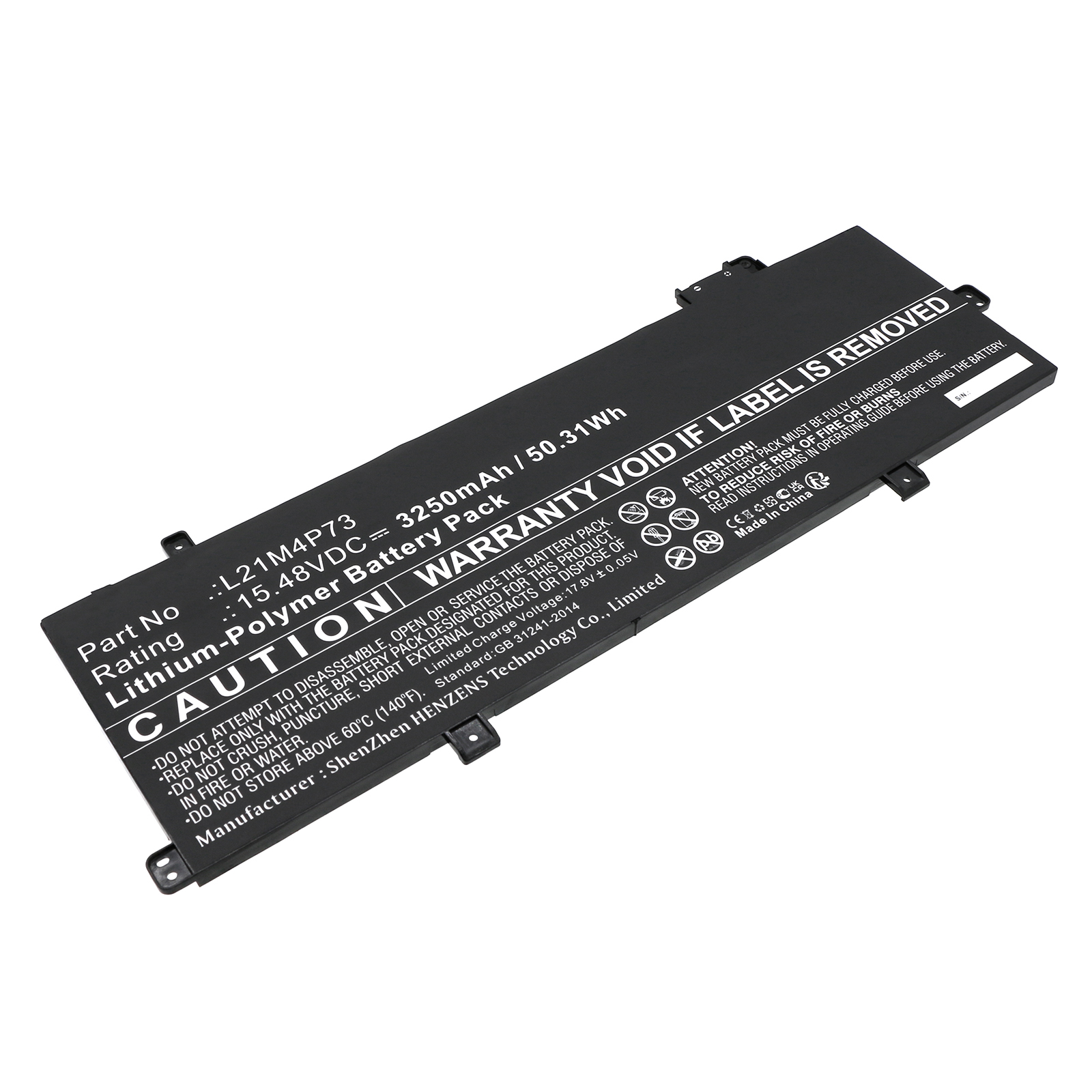Synergy Digital Laptop Battery, Compatible with Lenovo L21M4P73 Laptop Battery (Li-Pol, 15.48V, 3250mAh)