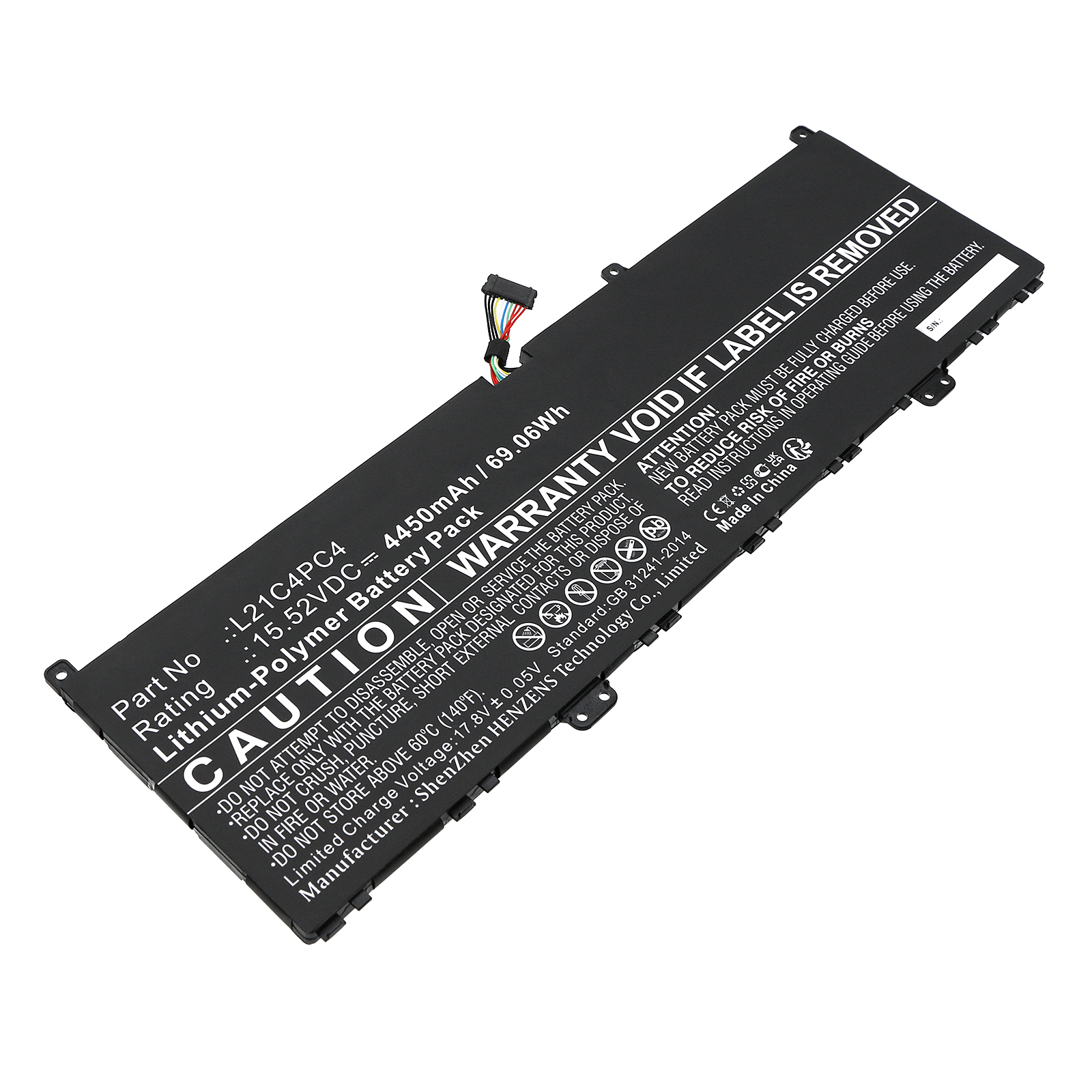 Synergy Digital Laptop Battery, Compatible with Lenovo L21C4PC4 Laptop Battery (Li-Pol, 15.52V, 4450mAh)