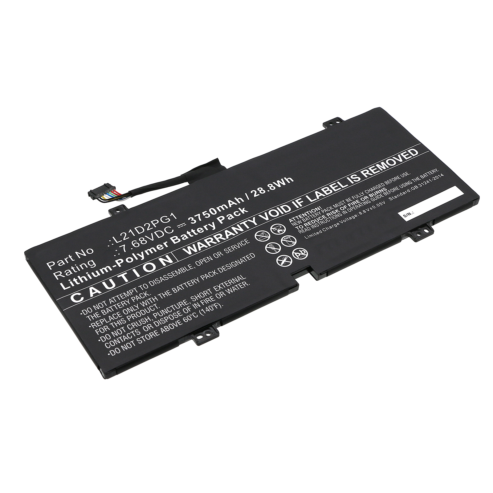 Synergy Digital Laptop Battery, Compatible with Lenovo L21C2PG1 Laptop Battery (Li-Pol, 7.68V, 3750mAh)