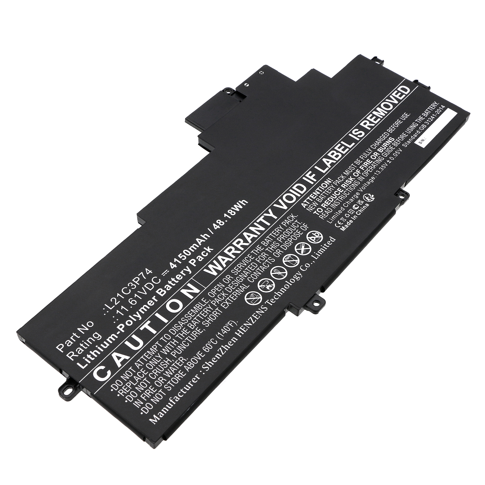 Synergy Digital Laptop Battery, Compatible with Lenovo L21C3P74 Laptop Battery (Li-Pol, 11.61V, 4150mAh)