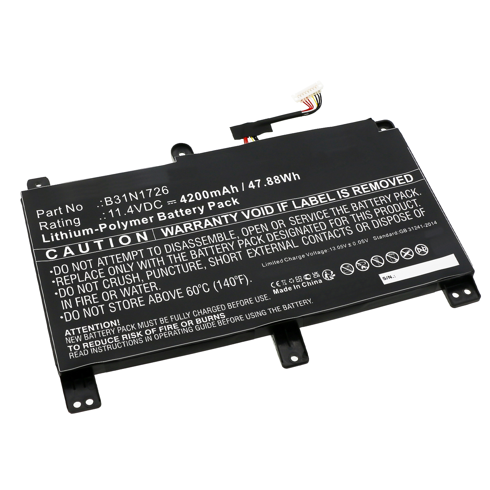 Synergy Digital Laptop Battery, Compatible with Asus B31BN91 Laptop Battery (Li-Pol, 11.4V, 4200mAh)