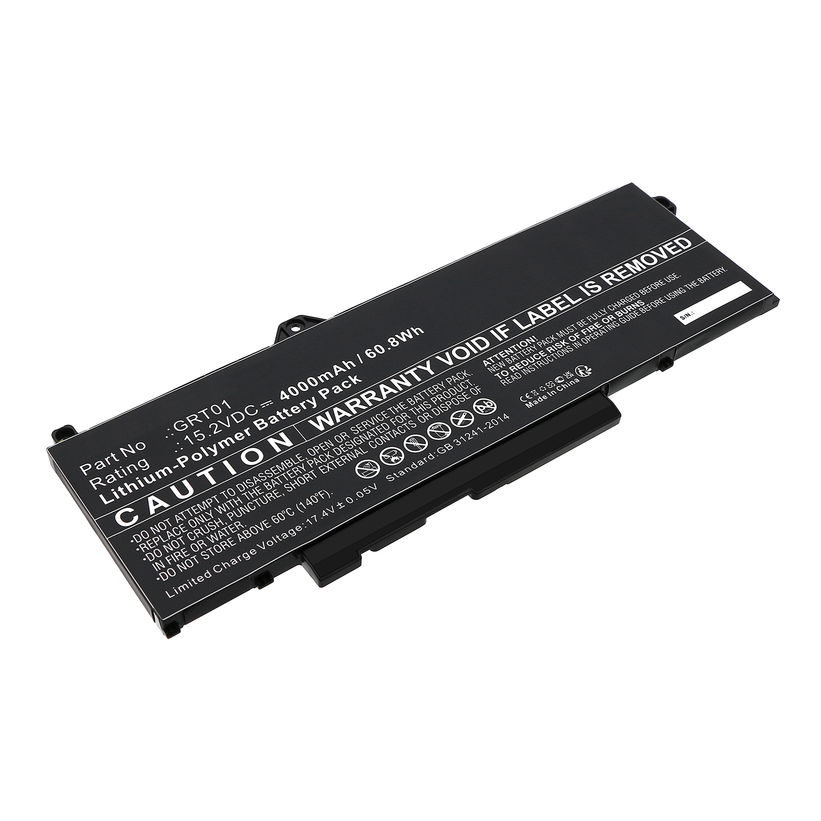 Synergy Digital Laptop Battery, Compatible with DELL 9JRV0 Laptop Battery (Li-Pol, 15.2V, 4000mAh)