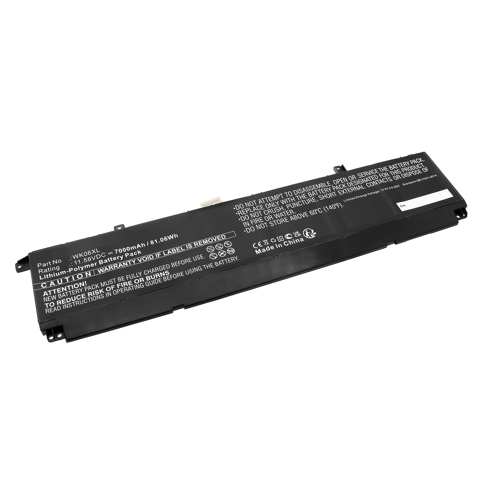 Synergy Digital Laptop Battery, Compatible with HP WK06XL Laptop Battery (Li-Pol, 11.58V, 7000mAh)