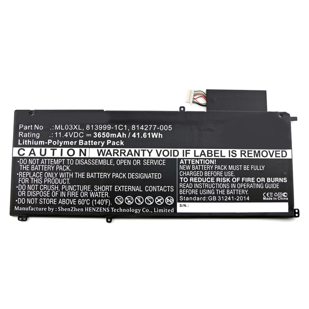 Synergy Digital Laptop Battery, Compatible with HP 813999-1C1, HSTNN-1B7D, ML03042XL, N5S20UA Laptop Battery (11.4, Li-Polymer, 3650mAh)