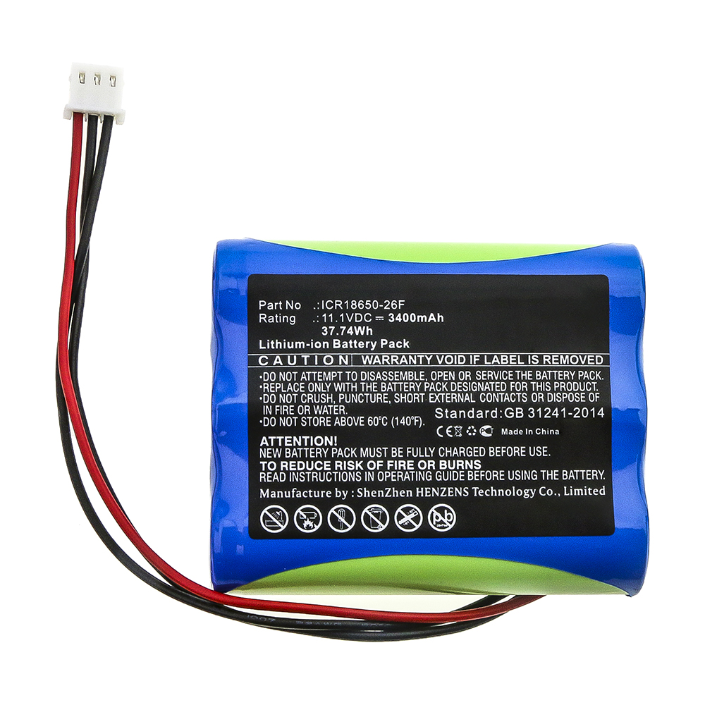 Synergy Digital Medical Battery, Compatible with ICR18650-26F Medical Battery (11.1V, Li-ion, 3400mAh)