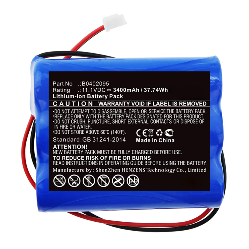 Synergy Digital Medical Battery, Compatible with B0402095 Medical Battery (11.1V, Li-ion, 3400mAh)