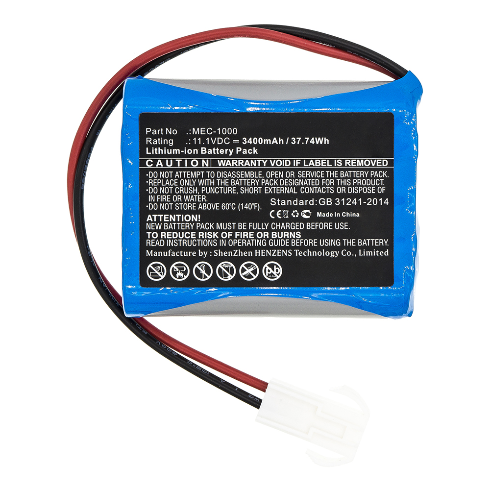 Synergy Digital Medical Battery, Compatible with MEC-1000 Medical Battery (11.1V, Li-ion, 3400mAh)