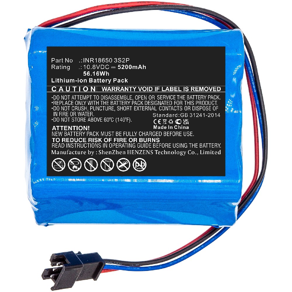 Synergy Digital Medical Battery, Compatible with INR18650 3S2P Medical Battery (10.8V, Li-ion, 5200mAh)