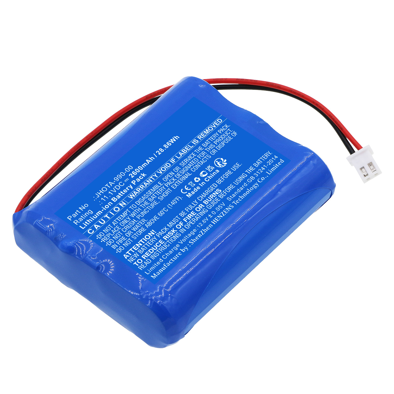 Synergy Digital Medical Battery, Compatible with Szosen JHOTA-990-00 Medical Battery (Li-ion, 11.1V, 2600mAh)