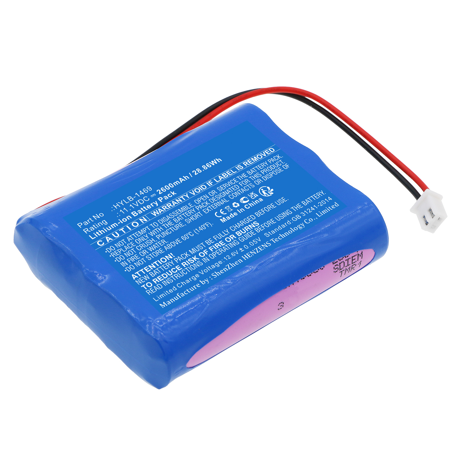 Synergy Digital Medical Battery, Compatible with Biocare HYLB-1469 Medical Battery (Li-ion, 11.1V, 2600mAh)