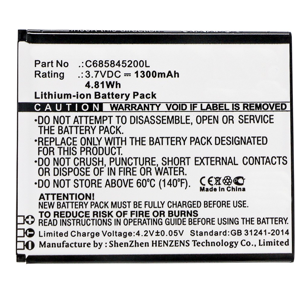 Synergy Digital Cell Phone Battery, Compatible with BLU C685845200L Cell Phone Battery (Li-ion, 3.7V, 1300mAh)