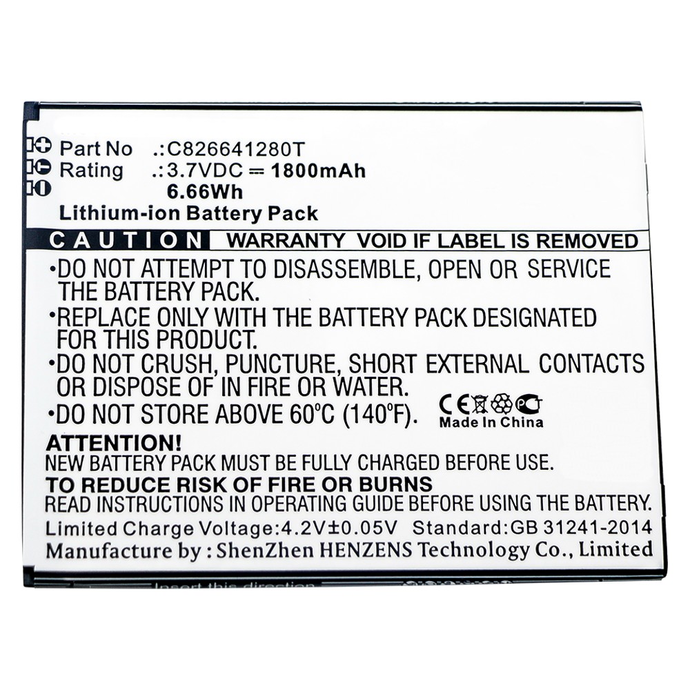 Synergy Digital Cell Phone Battery, Compatible with BLU C826641280T Cell Phone Battery (Li-ion, 3.7V, 1800mAh)