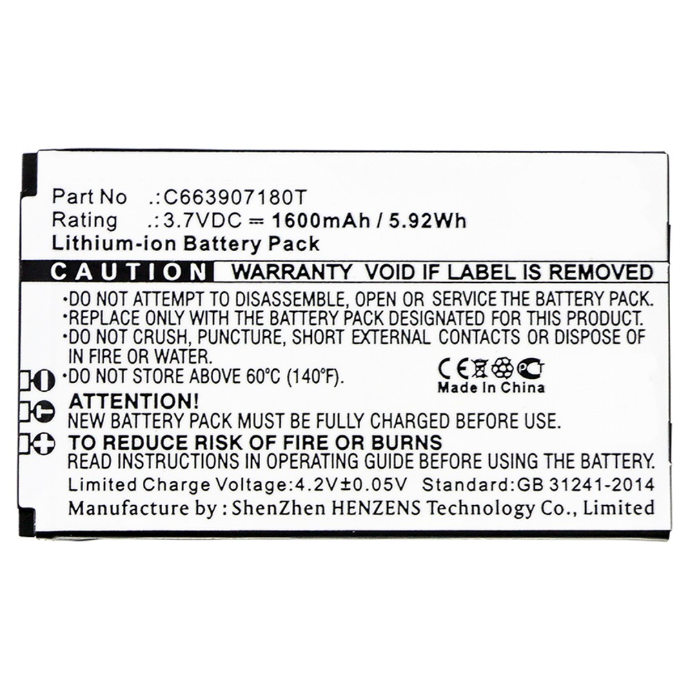 Synergy Digital Cell Phone Battery, Compatible with BLU C663907180T Cell Phone Battery (Li-ion, 3.7V, 1600mAh)