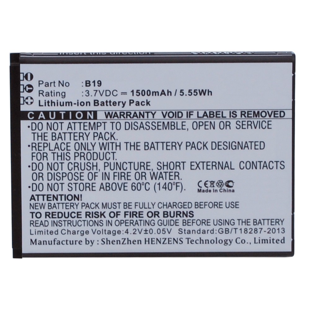 Synergy Digital Cell Phone Battery, Compatible with BQ B19, BT-1950-259 Cell Phone Battery (Li-ion, 3.7V, 1500mAh)