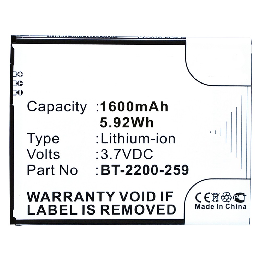 Synergy Digital Cell Phone Battery, Compatible with BQ B22, BT-2200-259 Cell Phone Battery (Li-ion, 3.7V, 1600mAh)