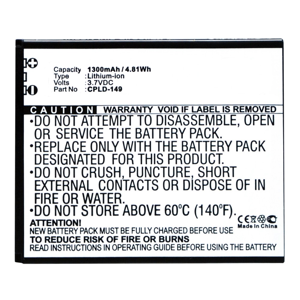 Synergy Digital Cell Phone Battery, Compatible with Coolpad CPLD-149 Cell Phone Battery (Li-ion, 3.7V, 1300mAh)
