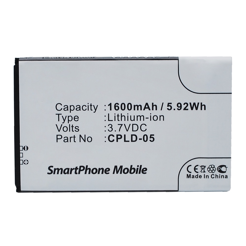 Synergy Digital Cell Phone Battery, Compatible with Coolpad CPLD-05 Cell Phone Battery (Li-ion, 3.7V, 1600mAh)