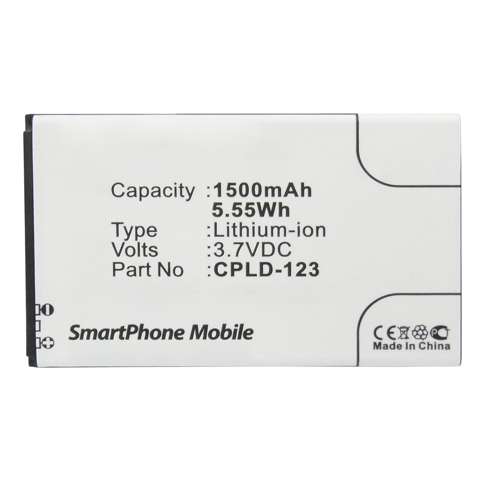 Synergy Digital Cell Phone Battery, Compatible with Coolpad CPLD-123 Cell Phone Battery (Li-ion, 3.7V, 1500mAh)