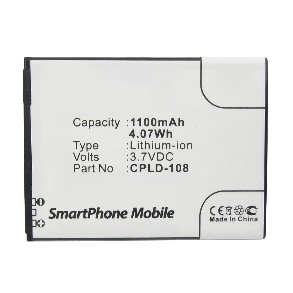 Synergy Digital Cell Phone Battery, Compatible with Coolpad CPLD-108 Cell Phone Battery (Li-ion, 3.7V, 1100mAh)