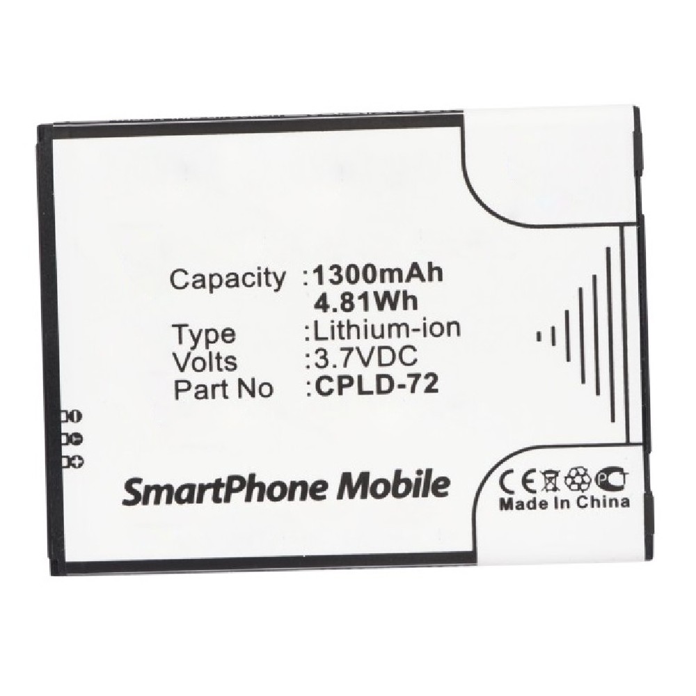 Synergy Digital Cell Phone Battery, Compatible with Coolpad CPLD-72, CPLD-78 Cell Phone Battery (Li-ion, 3.7V, 1300mAh)