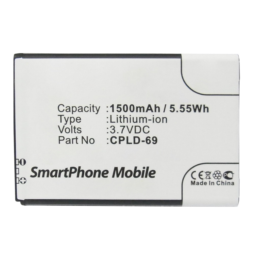 Synergy Digital Cell Phone Battery, Compatible with Coolpad CPLD-69 Cell Phone Battery (Li-ion, 3.7V, 1500mAh)