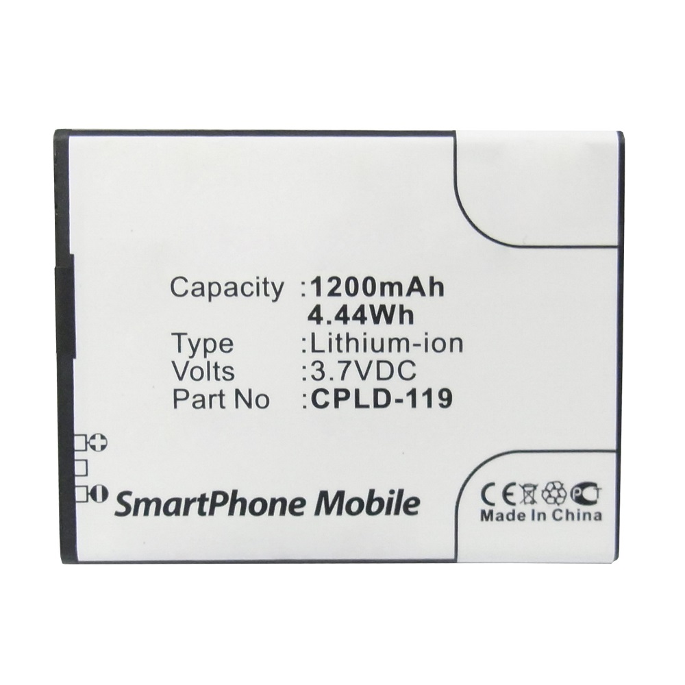 Synergy Digital Cell Phone Battery, Compatible with Coolpad CPLD-119 Cell Phone Battery (Li-ion, 3.7V, 1200mAh)
