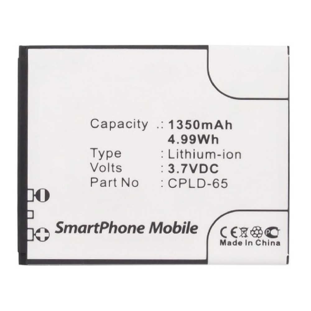 Synergy Digital Cell Phone Battery, Compatible with Coolpad CPLD-65 Cell Phone Battery (Li-ion, 3.7V, 1350mAh)