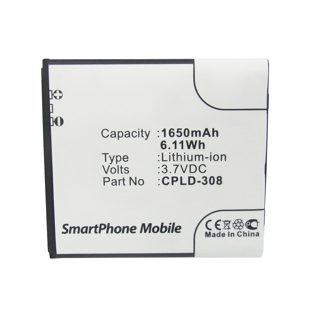 Synergy Digital Cell Phone Battery, Compatible with Coolpad CPLD-308 Cell Phone Battery (Li-ion, 3.7V, 1650mAh)