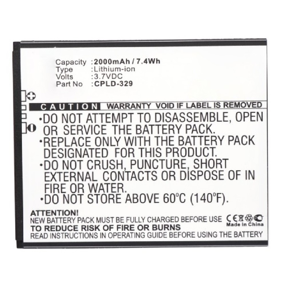 Synergy Digital Cell Phone Battery, Compatible with Coolpad CPLD-329, CPLD-352 Cell Phone Battery (Li-ion, 3.7V, 2000mAh)